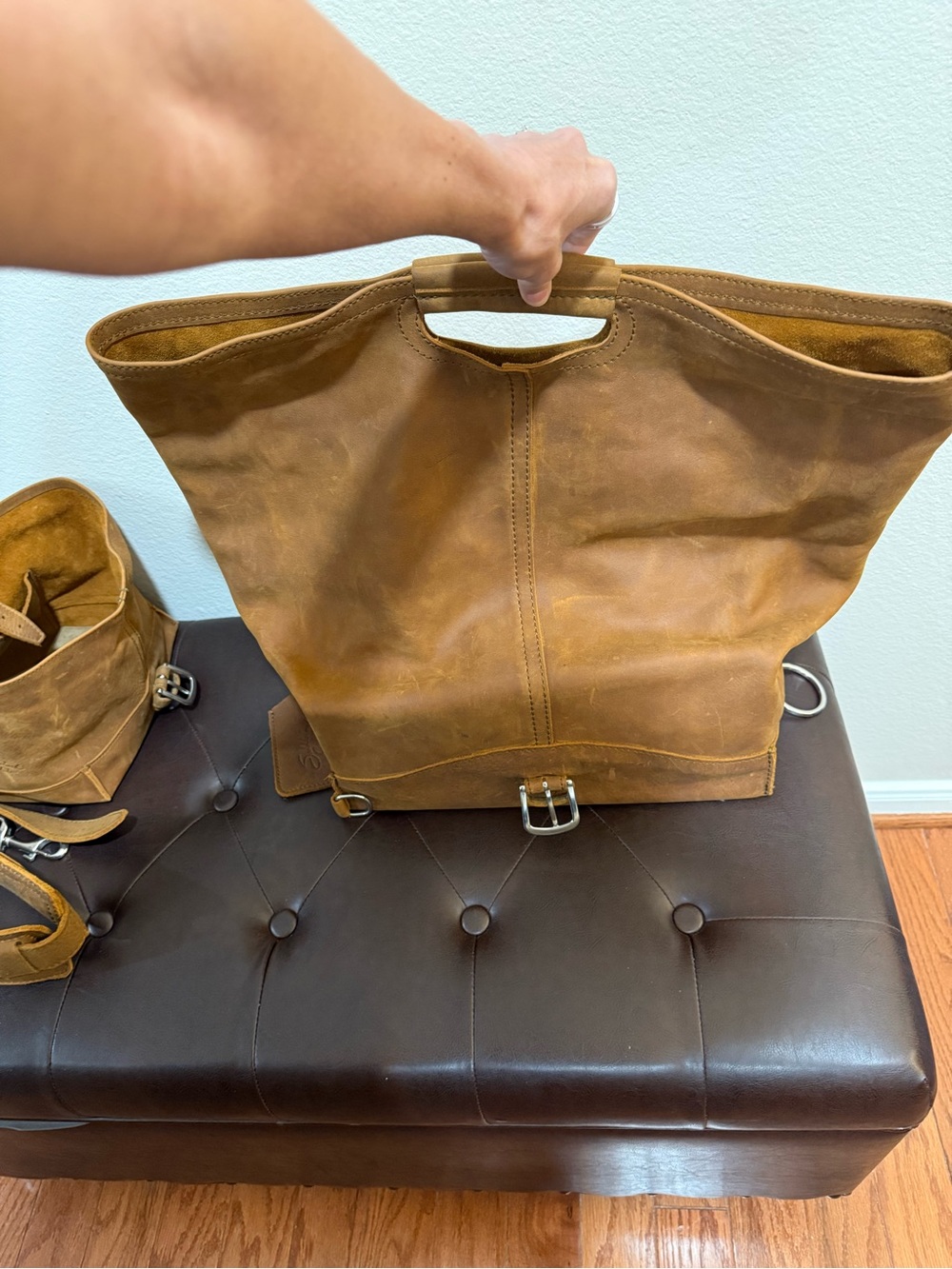 NWOT Discontinued Saddleback Leather Co. Large 14in. Overnight Bag Set - Picture 5 of 9